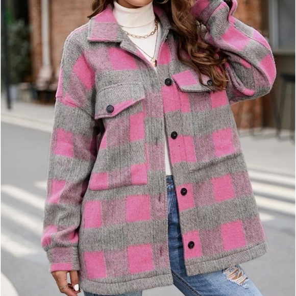 New gray plaid flannel jacket - Picture 2 of 7